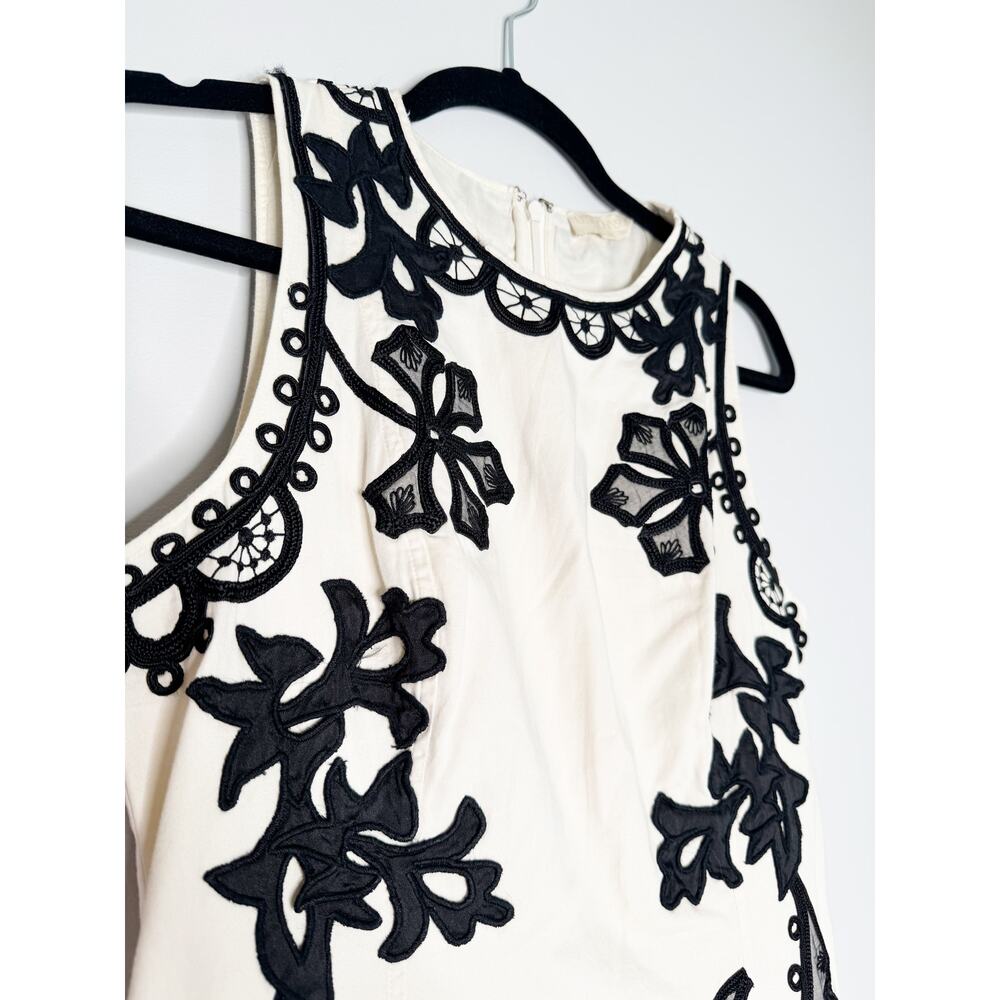 Ulla Johnson Sonali Ivory Black Appliqué Cotton Midi Dress Size 4 - Picture 5 of 9